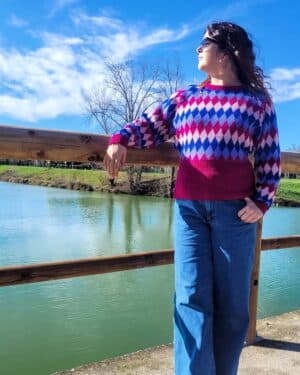 Pull sablier personnalisé en laine – vue de face